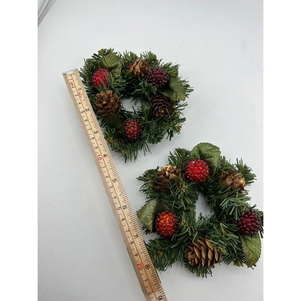 Vintage Christmas Plastic‎ Holly Berry Candle Ring Wreaths